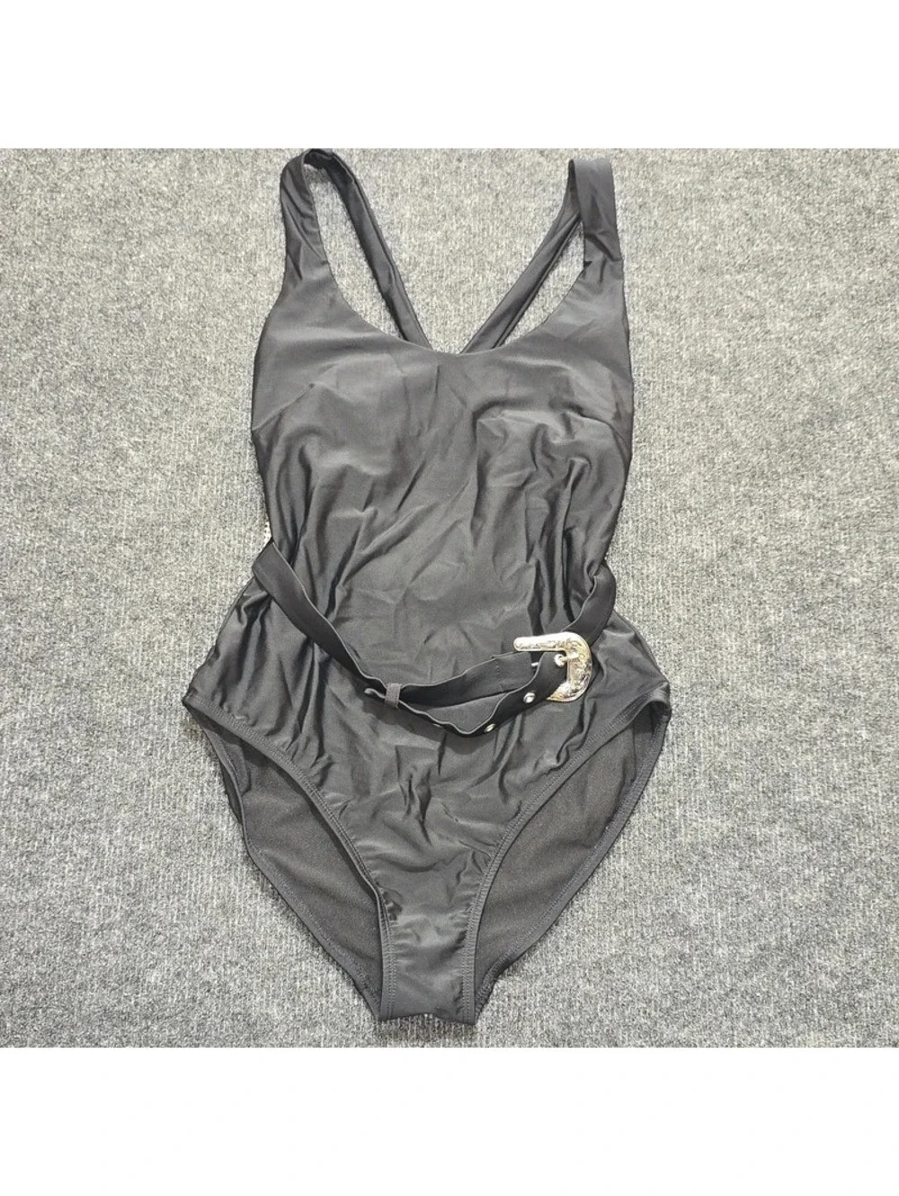 No Boundaries Black Belted One Piece Swimsuit Western Cowgirl Medium